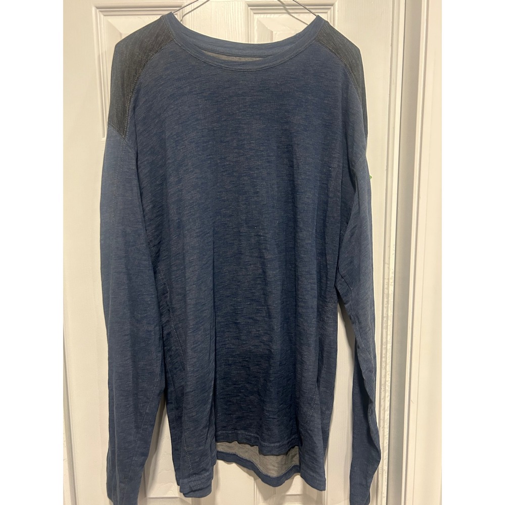 Kuhl Mens 2XL Blue Heathered Organic Cotton Long Sleeve Colorblock Shirt T-Shirt